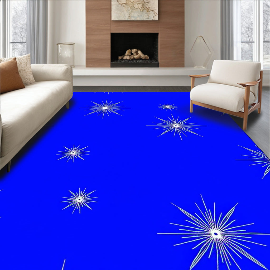 Electric Blue Starburst Bursting Rug