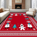 Red Festive Snowman Christmas Tree Rug