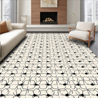 Black Outline Floral Repeating Pattern Rug