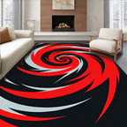 Bold Scarlet Swirl Abstract Rug