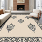 Ornate Ivory Centerpiece Damask Rug