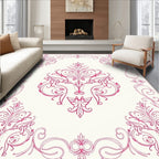 Ornate Pink Floral Damask Rug