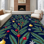 Deep Blue Evergreen Ornate Ornament Rug