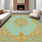 Golden Floral Scroll Panel Medallion Rug