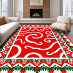 Crimson Abstract Swirl Border Rug