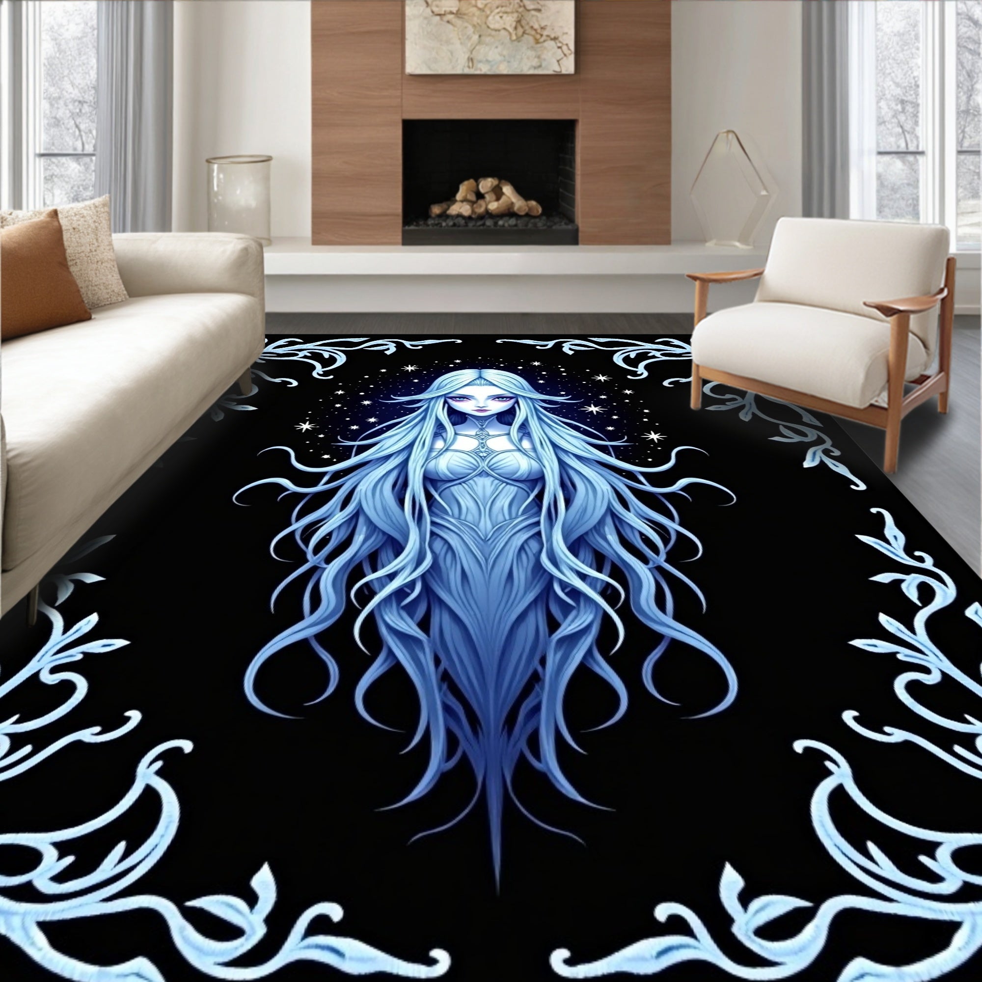 Ethereal Ice Queen Celestial Frame Rug