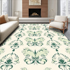 Green Floral Damask Repeating Art Rug