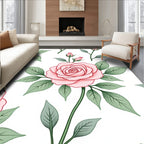 Soft Pink Rose Garden Floral Art Rug