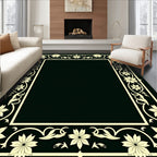 Cream Floral Vine Border Rug