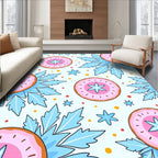Pink Frosty Donut Snowflake Accents Rug