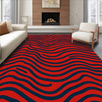 Crimson Navy Wave Lines Rug