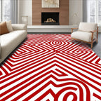 Crimson Swirl Linear Labyrinth Rug