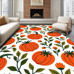 Orange Pumpkin and Floral Whimsy Rug
