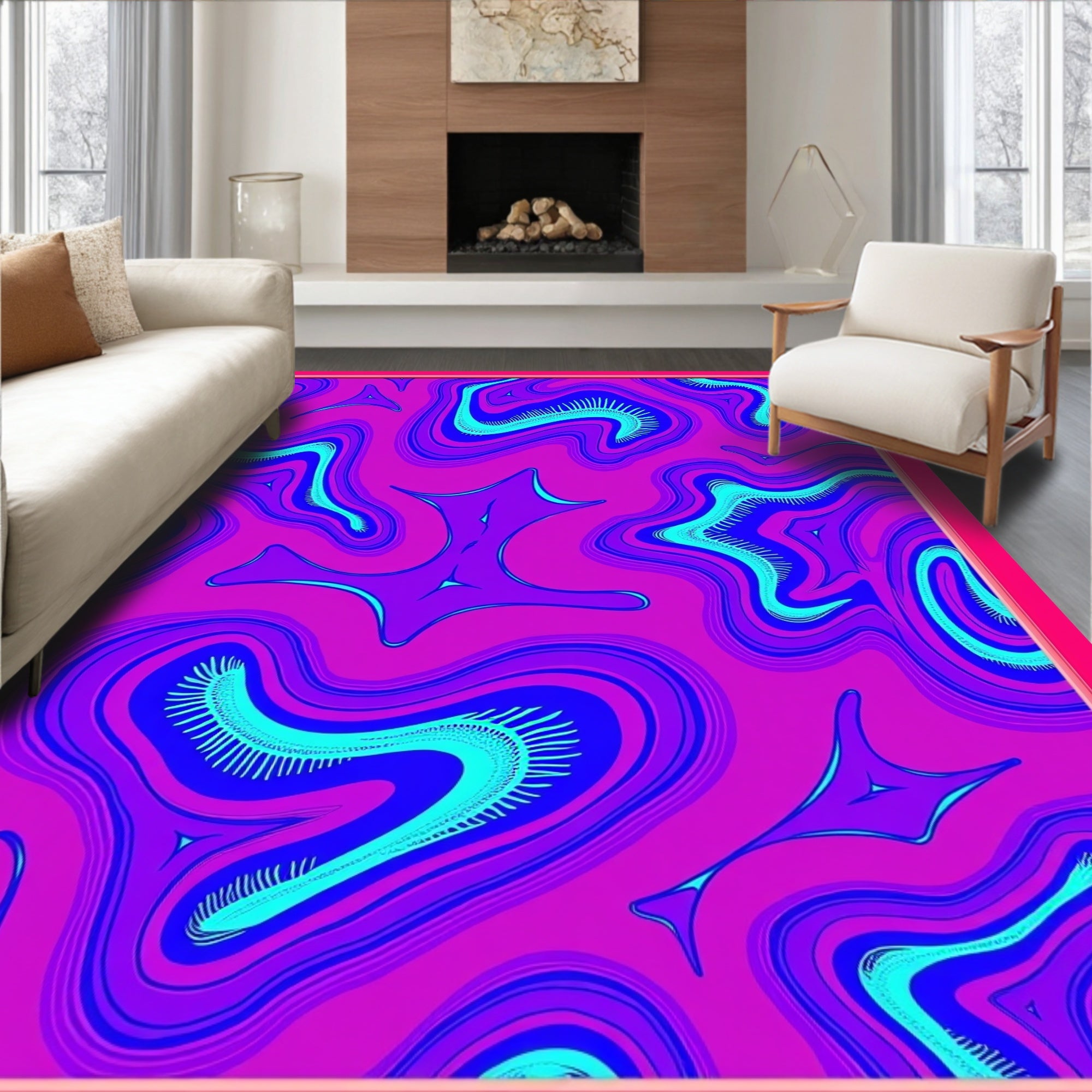 Vivid Amethyst Aqua Swirls Rug