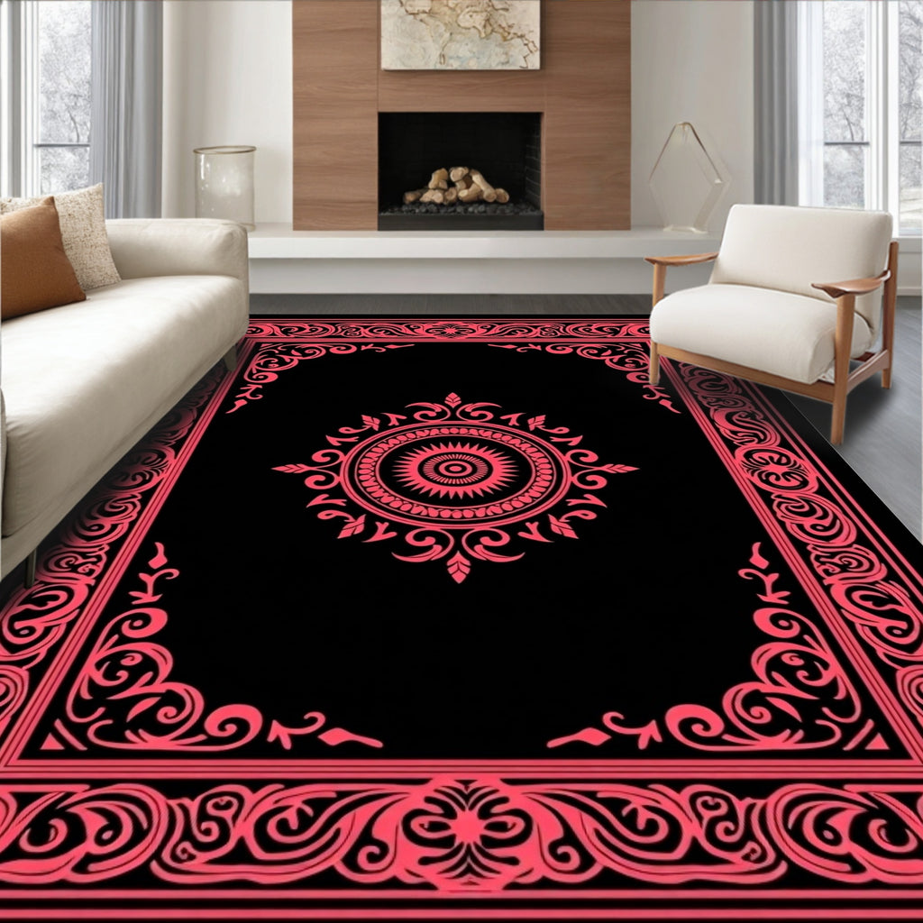Crimson Ornamental Classic Medallion Rug