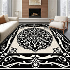 Black Ivory Ornamental Oval Medallion Rug