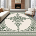 Art Deco Emerald Geometric Medallion Rug