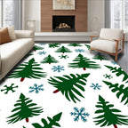 Green Pine Snowflakes Winter Collection Rug