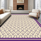 Deep Purple Lattice Work Cream Rug