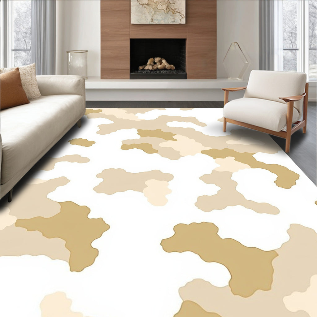 Earthy Camouflage Soft Shapes Rug