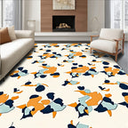 Abstract Orange Blue Navy Organic Shapes Rug