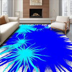 Vibrant Blue Burst Starburst Medallions Rug