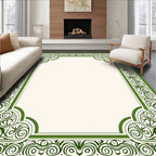 Elegant Green Scrollwork Frame Rug