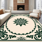 Forest Green Floral Vignette BorderRug Rug