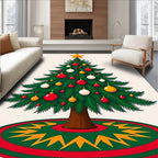 Festive Green Star Ornaments Rug