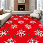 Red White Snowflake Holiday Garland Rug