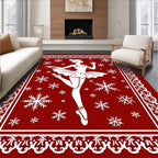 Crimson Snowflakes Ballerina Holiday Rug