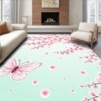 Pink Cherry Blossom Butterfly Garden Rug