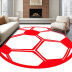 Bold Crimson Soccer Ball Rug