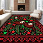 Festive Sloth Christmas Needlepoint Rug