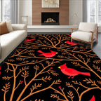 Vibrant Red Cardinals Nature Scene Rug