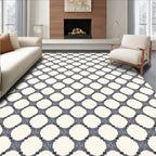 Gray Quatrefoil Lattice Rug