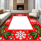 Red Snowflake Foliage Border Rug