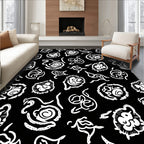 White Abstract Organic Forms Rug