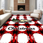 Red Black White Plaid Truck Trees Rug