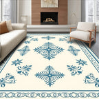 Classic Teal Floral Medallion Square Rug
