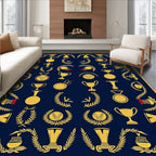 Golden Trophies Laurel Wreath Navy Rug