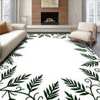 Emerald Green Botanical Vine Border Rug