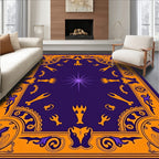 Vibrant Purple Orange Celestial Medallion Rug