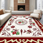 Ornate Bloom Medallion Border Accent Rug
