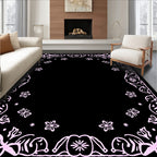 Pink Floral Butterfly Frame Rug