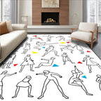 Dynamic Line Figures Red Blue Yellow Triangles Rug