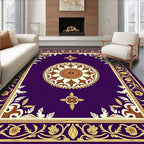 Royal Purple Floral Medallion Border Rug