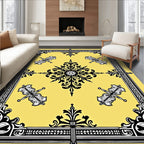 Golden Black Flourish Medallion Frame Rug