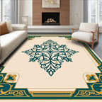 Teal Gold Floral Medallion Square Rug