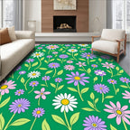 Retro Floral Meadow Daisy Rug